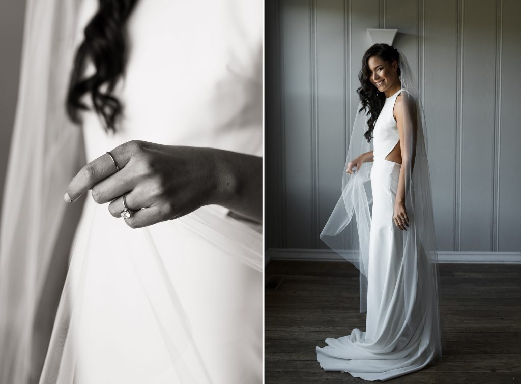 bride in her minimalist sarah seven gown