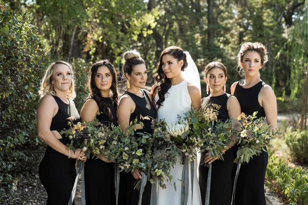rad bridesmaids at a modern minimal wedding